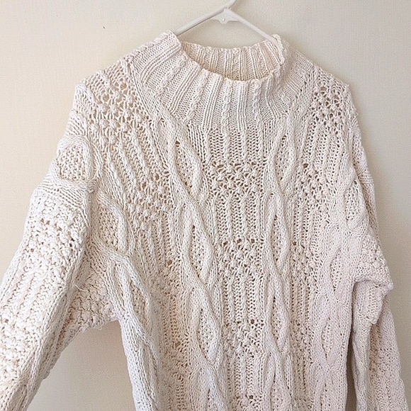 Vintage Hunt Club Womens Small Cable Knit Sweater White Beachy Cottage Coastal - Picture 5 of 8
